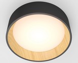 Artika Alton 13&quot; 1-Light Modern Black and Wood LED Flush Mount Ceiling L... - $78.51