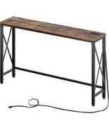 Rolanstar Console Table With Power Outlet, Narrow Sofa Table,, Rustic Brown - $90.99