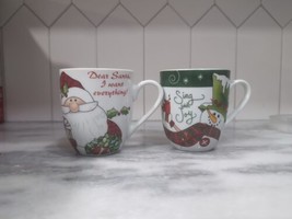 Fitz And Floyd Christmas Holiday Mug Set, Santa&#39;s Big Day And Holly Hat ... - £11.70 GBP