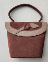 Vintage Purse Brown With Grosgrain Trim Pocketbook Hand Bag - £26.26 GBP