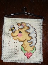 Horse head Finished Cross Stitch Christmas ornament with Bee - $18.83