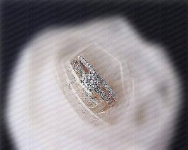 1.50CT Round Cut Sim Diamond 14K Rose Gold Finish Engagement Ring Bridal Set - £59.15 GBP