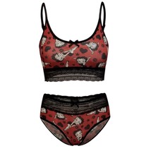 Betty Boop Regular Size Contrast Lace Print Bra/Panty Set- Free &amp; Fast Shipping - £20.13 GBP