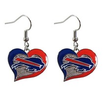 New Buffalo Bills NFL Silver Swirl Heart Dangle Earrings Non-Allergenic - £10.24 GBP