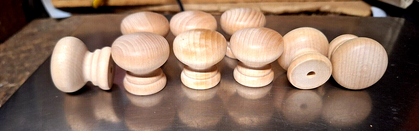 10 PIECES NEW UNFINISHED MAPLE 1 1/8&quot; ROUND WOOD CABINET KNOBS / PULLS KD - $13.81