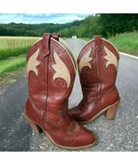 Dingo Country Western Cowgirl Core Brown Leather Boots Vtg 70s Ladies 6.... - £58.92 GBP