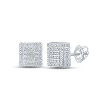10kt White Gold Womens Round Diamond Square Earrings 1/2 Cttw - £360.10 GBP