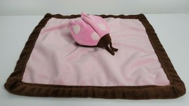 Tiddliwinks Pink Lady Bug Baby Security Blanket Lovey w Brown Edge - £8.75 GBP