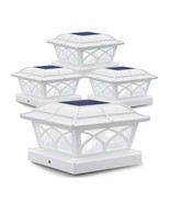 4 Outdoor Solar Post Cap Lights Fits 4x4, 5x5, 6x6 Wood Or Vinyl Posts 2... - $39.59