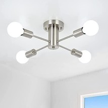 Sputnik Nickel Chandelier Mid Century Modern Ceiling Light 4Lights Hanging Lamp - £140.98 GBP