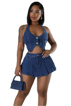FASHION DENIM TWO PIECE SHORT SET - $47.20