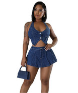 FASHION DENIM TWO PIECE SHORT SET - $64.55 CAD