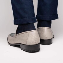 Fangio Men's Dress Shoes Penny Loafer Ostrich Leg Quill Gray image 8