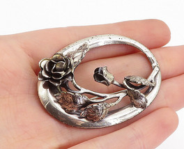 DANECRAFT 925 Sterling Silver - Vintage Sculpted Flowers Brooch Pin - BP1599 - $58.04