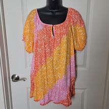 NWT Lane Bryant Bright Color Pink Orange Yellow 18 20 Peplum Hem Keyhole... - $15.98