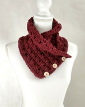 Cowl Crochet Lace Scarf Burgundy Handmade Winter Fall Gift Neck warmer - $28.71