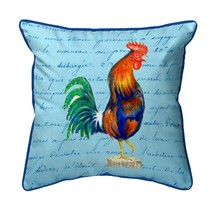 Betsy Drake Blue Rooster Script - Large Indoor Outdoor Pillow 18x18 - £36.77 GBP