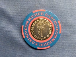 COMMERCE CASINO $1 CASINO CHIP COIN INLAY - COMMERCE CA CALIFORNIA - $187.59 MXN