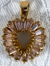 Gold Wash Sterling Silver Heart Pendant with 19 Pink Quartz Crystal Stones - £20.72 GBP