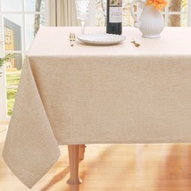 Rectangle Faux Linen Table Cloth Waterproof Wipeable Fabric Tablecloth W... - $47.95