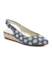 New Anne Klein Blue Denim Floral Sling Back Wedge Sandals Pumps Size 7.5 M $80 - £38.55 GBP
