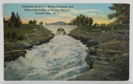 NY Catskill Mts Ashokan Reservoir Waste Channel &amp; Beaverkill Bridge Postcard R9 - £20.15 GBP