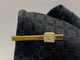 Vintage Mens Gold Tone Costume Letter "F" Tie Bar - $5.20