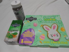 NEW Lot Bakersfield cookie Decoration kit, green food color, silver Suga... - $9.89
