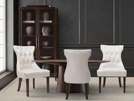 Dining Side Chairs, Set Of 2, Iconic Home Dickens, Button Tufted Pu, Pearl. - £198.02 GBP