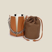 Retro Design Drawstring Bucket Bags New Summer Brown High-Quality Chain Shoulder - £48.54 GBP