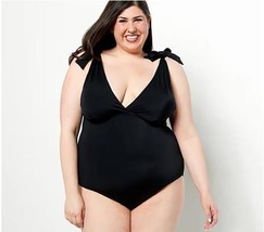 Kim Gravel x Swimsuits For All Tie Shoulder 1-Piece Suit (Solid Onyx, 8) A481910 - £15.72 GBP