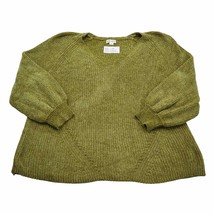 Ava Viv Sweater Womens 2X Neon Green Cable Knitted VNeck Pullover Ribbed - £19.76 GBP