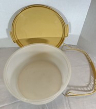 Vintage Tupperware Harvest Gold Cake Taker Keeper Carrier  &amp; Handle #684 683 624 - £10.96 GBP