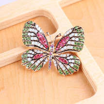 High Quality Fashionable Rhinestone Butterfly Brooch Pin Gold Colors Wom... - $21.32 CAD