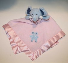 Blankets &amp; Beyond Baby Blue Pink Fleece Elephant Security Blanket 18&quot; So... - £10.65 GBP