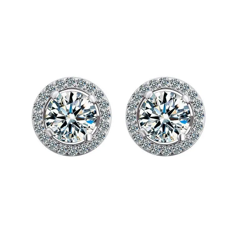 1 Carat Certified Moissanite Stud Earrings For Women Platinum Plating St... - £55.04 GBP
