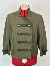 Women LRG Military Band Style Green Jacket Buttons Steampunk Double Brea... - $34.65