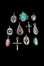 Navajo Sterling Silver Turquoise Multi Stone Pendant Charm Resale Lot 009 - £199.83 GBP