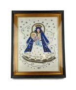 Vintage Framed Mary &amp; Baby Jesus Textile Art - Religious Wall Hanging - $260.58 CAD