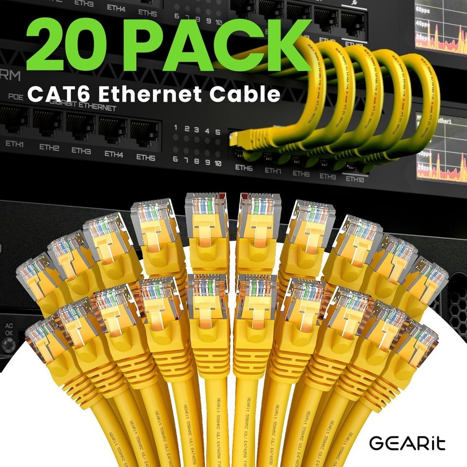 5 Feet Cat 6 Ethernet Patch Cables - 20-Pack, Snagless RJ45 for Fast Internet Item image 4