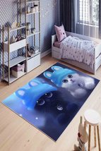 LaModaHome Area Rug Non-Slip - Blue Cat Soft Machine Washable Bedroom Rugs Indoo - £23.13 GBP+