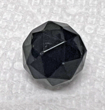 Victorian Black Faceted Glass Ball Button 3/4&quot; Wide Metal Shank - $6.44