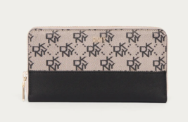 New DKNY Boxed Bryant Large Zip Around Continental Wallet Grey / Black - £45.48 GBP