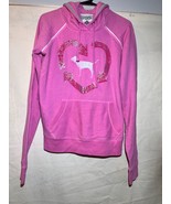 Victorias Secret Pink Hoodie SZ M Pink Logo A3 - $27.00 CAD