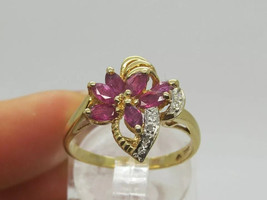 2Ct Marquise Simulated Ruby Cluster Wedding Ring 14K Yellow Gold Plated Silver - $143.54