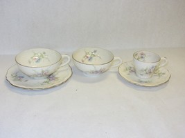 Lot 5 pc Theodore Haviland &quot;Annette&quot; Vtg Coffee Cup Demitasse Saucer Pink Blue - £31.57 GBP