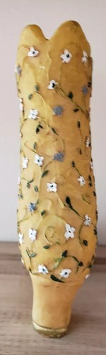 Vintage Collectible Shoe Large Polyresin High Buttoned Boot Floral Design Item image 3