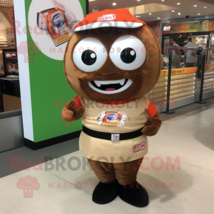 Brown Sushi mascot costume character dressed with a Polo Shirt and Brooches - £932.39 GBP