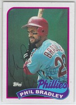 Phil Bradley Auto - Signed Autograph 1989 Topps #608 - MLB Philadelphia Phillies - £1.59 GBP