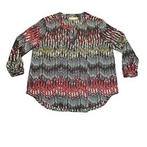 Versona Shirt Womens XL Blue Red Abstract Print Roll Tab Sleeve Pullover... - $15.99